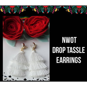 NWOT| WHITE TASSLE EARRINGS